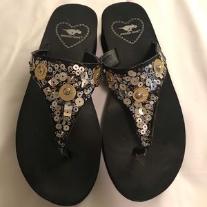 Silver and Gold Sequin Embellished Flip Flops